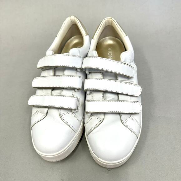 Vionic Bobbi velcro hook and loop white sneaker gold accent Size 8.5 comfort - Picture 4 of 13